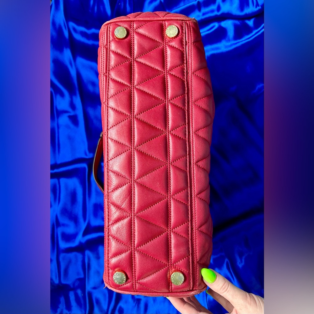 Michael Kors Red Leather Satchel w/ Gold Accents - Picture 9 of 13